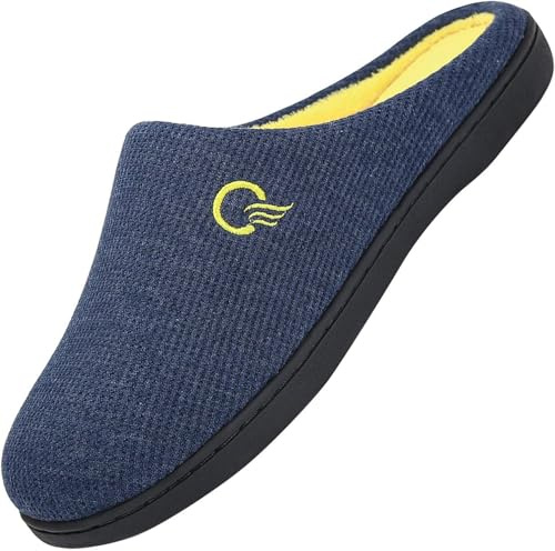 Mishansha Pantofole da casa per Uomo Bicolore in Memory Foam Inverno Peluche Scarpe Morbido Confortevole e AntiscivoloUomo Blue 46/47 EU