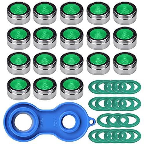 Gebildet 18pcs Strahlregler M24 Wasserhahn Sieb Einsatz, für Wasserhähne Material Messing von Verchromt mit ABS-Kunststoff-Filter+1pc Wasserhahnbelüfterschlüssel
