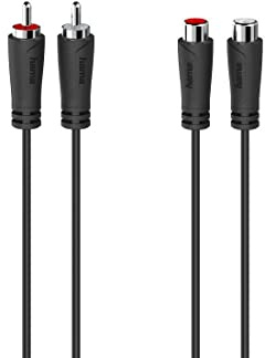Hama 00205095 Cinch Audio Anschlusskabel [2X Cinch-Stecker - 2X Cinch-Kupplung] 5 m Schwarz