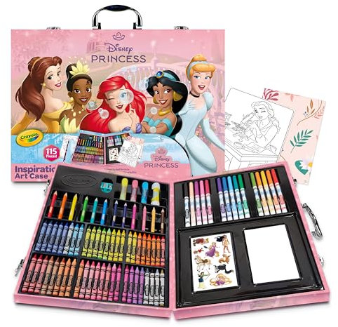 CRAYOLA Disney Prinzessinnen Malkoffer Für Kinder Mit Buntstiften, Filzstiften Und Wachsmalkreiden, 115-teiliges Malset, Farbstifte Set Zum Malen Und Zeichnen, Malstifte Ab 3 Jahre
