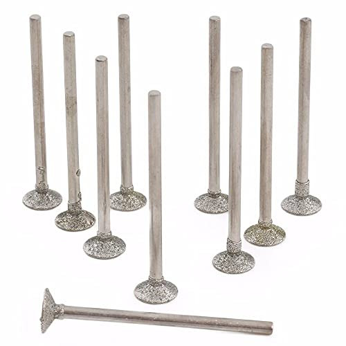 10 pièces 1-8mm forme de tête de clou diamant meulage bits aiguille fraise montée tige de pointe 3/32, diamètre de la tête 6mm
