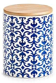 Zeller 19819 Vorratsdose Marokko, 900 ml, Keramik, blau/weiß, ca. Ø 11 x 15,3 cm