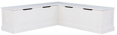 Riverbay Furniture Backless Wood Corner Kitchen Breakfast Nook Bench, with Hidden Storage, in White (Bench Only)
