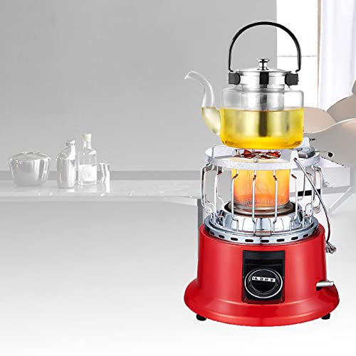 Portable Gas Heater Outdoor, 2 in 1 Camping Outdoor natural gas Heater & Stove, 360 Degree Indoor and Outdoor Propane Heater, Gas Heater for Winter Camping Outdoor Fishing (Color : Red)