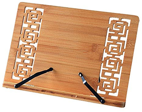 JKXWX Notenständer Desktop Hölzerner Musikständer - Lesestützhalter Faltbare Tablet-PC-Lehrbuch/Musik-Dokumenten-Stand/Schreibtisch-Buchstütze mit Retro-hohlen eleganten Muster Notenhalter