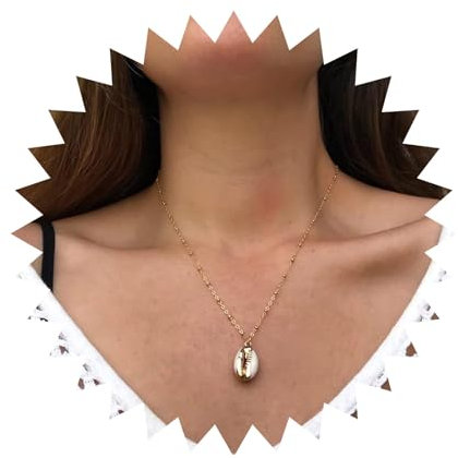 Aneneiceera Boho Shell Jakobsmuschel Anhänger Choker Halskette Strand Natürliche Muschel Halskette Einstellbar Gold Kabel Kette Handgemachten Schmuck Für Frauen Mädchen