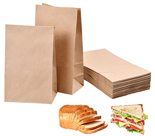 100 STK Kraftpapiertüten, 90 g/m² Braune Papiertüten, 24 x 13 x 8 cm ölbeständige Sandwich Geschenktüten, Lebensmittelqualität Lebensmitteltüten Papier Für Süßigkeiten,Snacks,Birthday,Hochzeit, Party
