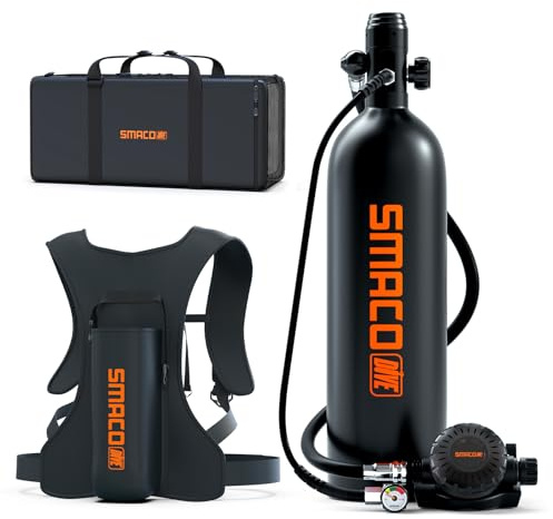 SMACO S700 Plus Mini Tauchflasche 2L Sauerstoffflasche Tauchen Klein Taucherflasche für Unterwasseratmung Tragbare Tauchen Sauerstofftank Lung Air Tank für Notfallrettung Bootsreinigung