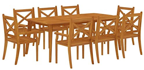 vidaXL Gartenmöbel Set 9-TLG. Gartengarnitur Sitzgruppe Gartenset Sitzgarnitur Gartentisch Gartenstuhl Esstisch Tisch Stühle Massivholz Akazie