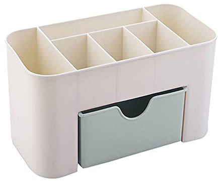 TopHomer Caja de almacenamiento de cosméticos de escritorio, organizador de maquillaje multifuncional, cajones de exhibición para el cuidado de la piel, para baño, dormitorio y oficina, color verde
