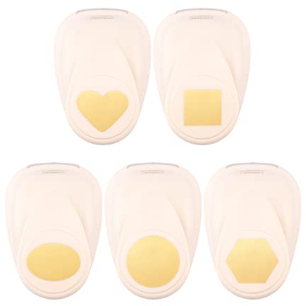 Vaessen Creative Stanzer Set – motivstansare – fyrkantig, cirkel, oval, hjärta, sexkantig – 5 stycken – lerpapper och pysselmaterial upp till 250 g/m² – för pyssel med papper och scrapbooking
