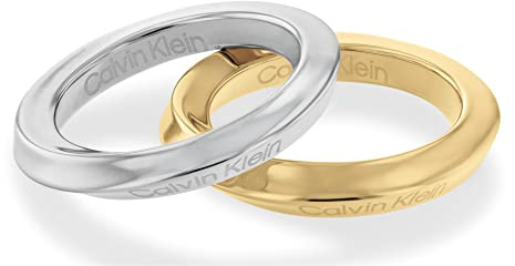 Calvin Klein Bague pour Femme Collection TWISTED RING en Deux Coloris de Acier Inoxydable - Disponible en Différentes Tailles