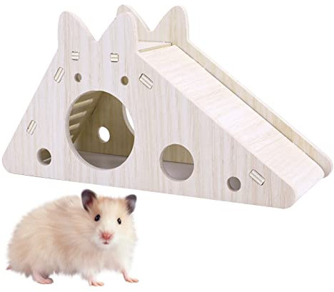 Molain Hamsterhaus mit Leiter und Rutsche, hölzerne Hamster Spielen Spielzeug Haus Kleintier Aktivität Spielzeug DIY Hamsterkäfig Zubehör für kleine Haustiere
