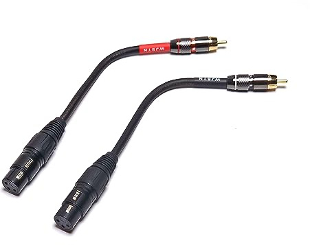 WJSTN XLR to RCA Adapter - XLR Female to RCA Male, 6 inches, 2Pack HiFi Audio Unbalanced