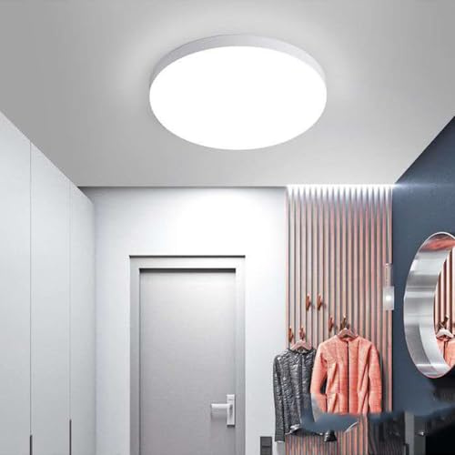 LED Deckenleuchte, 20W Deckenlampe LED Lampen 6000K Kaltweiß Badlampe Decke Badezimmerlampe Badleuchte ideal Flach Rund Quadrat für Badezimmer Schlafzimmer Wohnzimmer Küche Balkon Flur (rund （20W）)