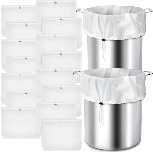 Chumia 15 Pack Brew Bags Reusable Extra Large 26 x 22'' Fine Mesh Strainer Cold Brew Filters Drawstring Cheese Cloth Straining Bags Wine Making Supplies for Fruit Cider Beer