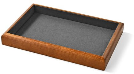 Oirlv Massivholz Flaches Schmucktabletts,Stapelbar, Organizer Für Schmuck,Schmuckhalter(Dunkelgrau)