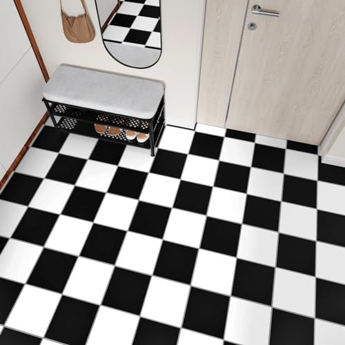 Yullpaper 12 adesivi per pavimenti in vinile, effetto piastrelle, in PVC, autoadesivi, per cucina, bagno, piastrelle, pavimenti, autoadesivi, 30 x 30 cm