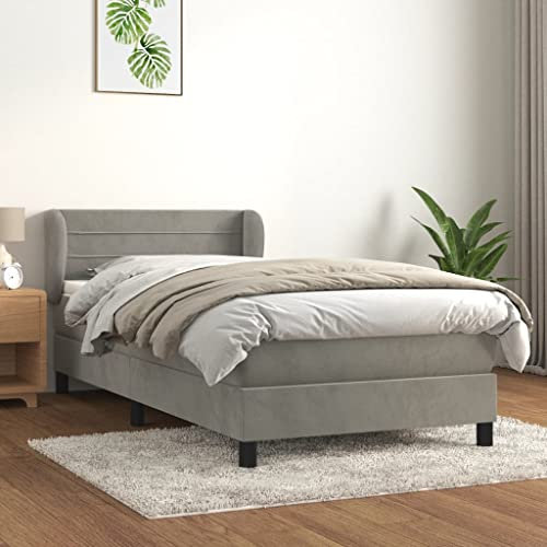 ARKEM Boxspringbett mit Matratze Betten Matratze Bett Mit Matratze Boxspringbett Mit Bettkasten Hellgrau 90x190 cm Samt - 3127523