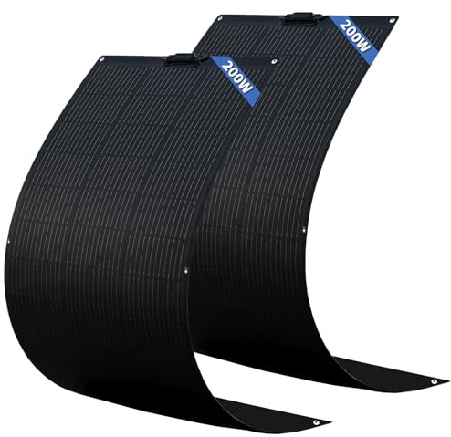 FIREFLY ENERGY Panneau Solaire Flexible 400W (Lot de 2 * 200Watts) Modules Solaires Panneaux Photovoltaïques Monocristallins pour Camping-cars,Caravanes Noir