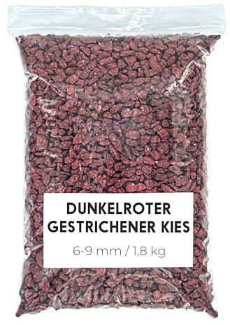 Landare Gravier Coloré Rouge 1,8Kg - Pierres de Couleur - Gravier - Gravier Decoratif - Gravier pour Vases et Pots (6-9 mm) (Rouge foncé)