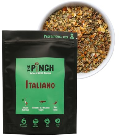 THE PINCH Italiano XL Sazonador Sin Sal y 100% Natural - Sabor Auténtico para Pasta, Bruschettas, Ensaladas, Verduras Asadas y a la Parrilla. Fácil de usar y saludable. Paquete 400g.