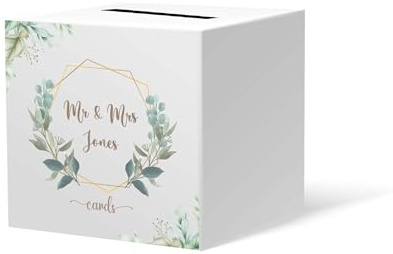 Star Online Personalised Acrylic Wedding Gift Card Money Post Box Holder For Reception Party Wedding Guest Letter Box (Floral Wreath)