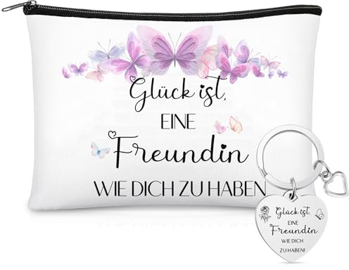 Xuniea Beste Freundin Geschenke Kosmetiktasche Freundschaft Schlüsselanhänger Make Up Taschen Klein Kulturbeutel mit Reißverschlüsse Beste Freundin Geburtstagsgeschenk für Weihnachten Schwester