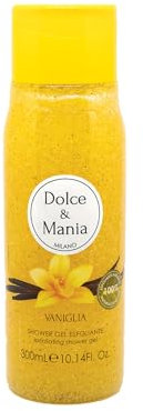 DOLCE & MANIA | Vaniglia Shower Gel Scrub, 300ml – Gel Doccia Esfoliante con Fragranza di Vaniglia, Idratante e Rimuove le Cellule Morte, Pelle Morbida e Profumata