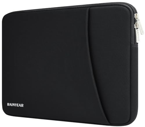 RAINYEAR 16 Zoll Laptop-Hülle gepolstert mit Fronttasche, Schwarz | für 16-Zoll-MacBook Pro/Max M5 M4 M3 M2 M1 A3428 A3429 A3403 A3186 A2991 A2780 A2485, 15-16 Zoll Notebooks Chromebooks