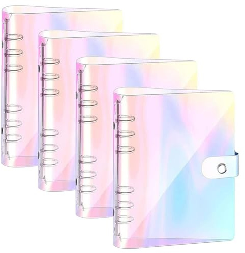4 Pièces Couverture de Reliure A5 Couverture de Classeur en PVC Souple Couleur Transparent Couverture de Protection 6 Anneaux Rechargeable A5 Feuilles Volantes