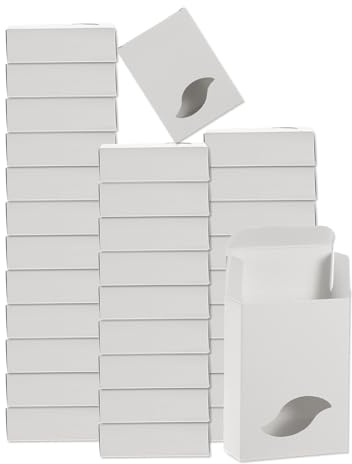 QUARKZMAN 32 Stück Seifenverpackungsschachteln 2,8x3,8x1,2 Zoll Kraftseifenschachtel mit Fenster geschenkschachtel für Bäckerei Süßigkeitenverpackung Schmuckdisplay (Blattform, Weiß)