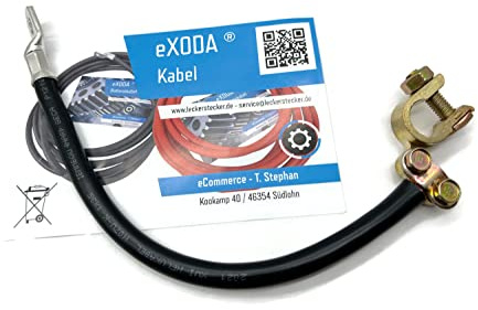 eXODA câble de Batterie 35mm² 50cm cosse M8 pour pôle négatif 11mm 99 pour Cent cuivre résistant à la Chaleur jusqu'à 70 degrés Flexible pour installations Auto et réparations
