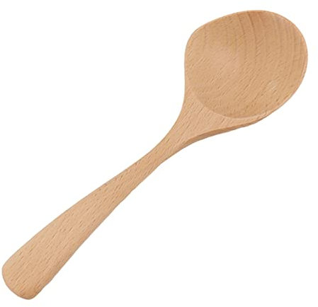 Grande Cuillère en Bois avec Longue Poignée, Hêtre Artisanale Soupon en Bois Cuillère Sauces en Bois en Bouillie