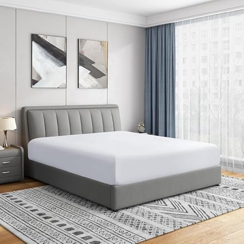 DTEX HOMES 2 x Single Fitted Sheet 100% Egyptian Cotton 200 Thread Count Deep Pocket 30cm Hotel Quality Percale Weave Long Staple Single Bed Sheets (90 x 190cm)