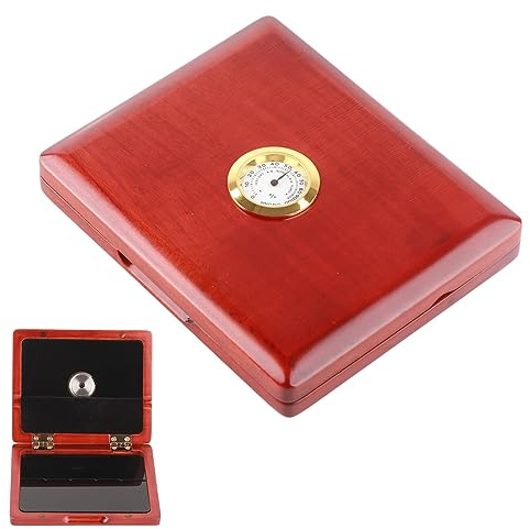 5-Reed Reed Box, Multi-Function Solid Wood Holding Storing Case with Hygrometer, Magnet Switch Design for Saxophone Clarinet (Succinite)