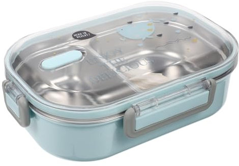 LIFKOME Scatola Pranzo Acciaio Inox Tenuta Stagna 2 Scomparti Contenitore Pranzo Portapranzo Scatola Bento Per Ragazzo Ragazza Adulti Trasporto Cibo