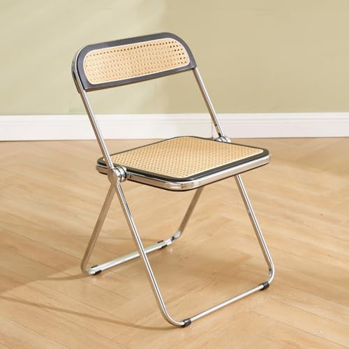 chairus Klappstühle Rattan Küchenstuhl mit Rückenlehne, Esszimmerstühle klappbar für Esszimmer, Gepolsterte Klappstuhl Metall für Wohnzimmer Restaurant