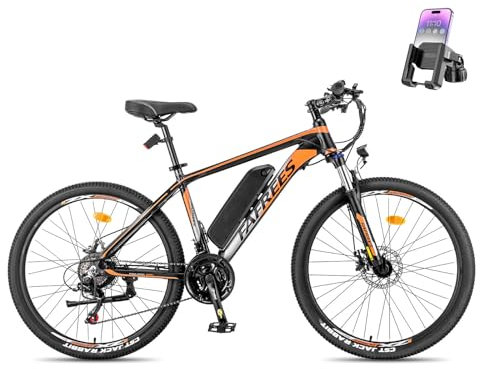 Fafrees 26 Electric Bike for Adults, 21-Speed Ebike, 250W Pedal Assist Electric Mountain Bike, 250W Motor 36V 13Ah Removable Battery MTB for Men Ladies (BLACK+PHONE MOUNT)