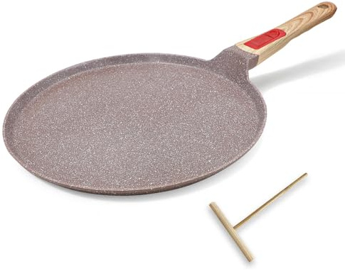 RANX INGST Poêle à Crêpes en Céramique 30 cm - Crêpière avec Poignée Amovible - Tous Feux dont Induction