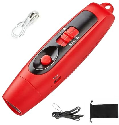 Sifflet électronique – Gadget sifflant multifonction portable réglable 3 différents gadget | Sifflet de sécurité pour sports de plein air rechargeable par USB avec cordon et lumière pour le dressage