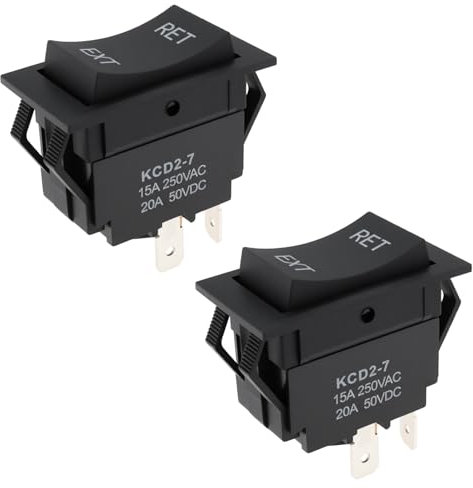 Be In Your Mind 2 Pièces Interrupteur à Bascule Momentané pour Prise de Camping-Car 4 Broches 15A 250V pour Rétraction Et Extension de La Prise KCD2-7