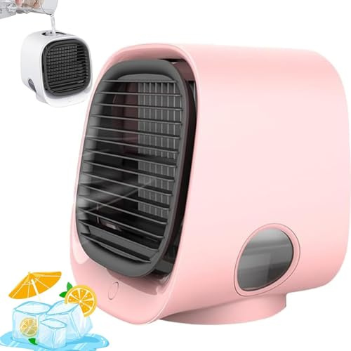 Aira Breeze Luftkühler, Airabreeze Kleine Klimaanlage für Zimmer, Luftkühler mit Wasserkühlung Klein, Usb-Betriebener Luftkühler, für Familie, Klimaanlage, Reisen (Rosa)