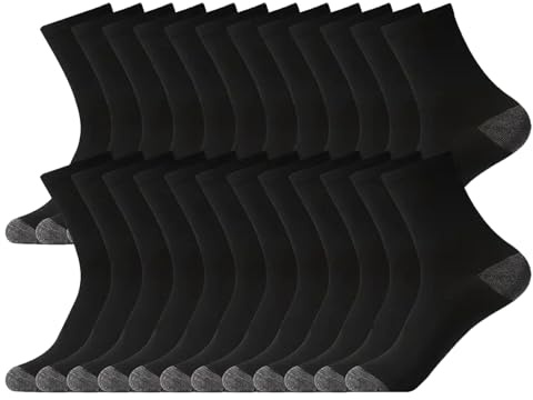 pclapora 12 Paia Calze Uomo, Calzini Cotone Uomo Donna, Sportive Traspirante Calze Cotone Calzini, Senza Cuciture Calzino Antisudore, Comodo Calzino, 43-46 per Lavoro, Passeggiate, Casual, Nero