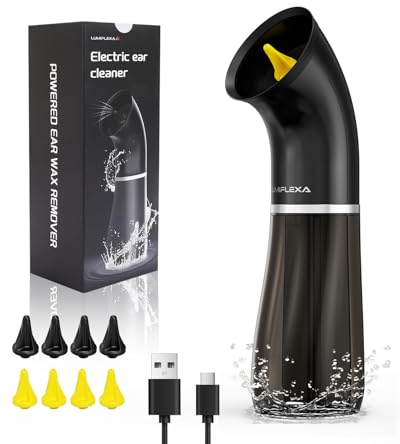 Upgraded Electric Ear Cleaner,Earwax Removal with 250ML Dual Water Tank Design,4 Water Pressures for Powerful Cleaning,8 Soft Earbuds,Type-C Charging,IPX7 for Safe and Effective Earwax Flushing(Black)