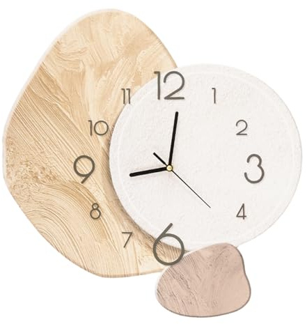 Dokiiovo Kreative Wanduhr 40x37cm, Unregelmäßige Moderne Uhr, Gold+Weiß | Moderne Design Wanduhr mit Quarzwerk, Mid-Century-Stil Dekoration für Schlafzimmer, Wohnzimmer, Kreative Räume