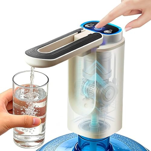 KaiPine Water Bottle Pump, Foldable, 3 Modes, 5 Gallon, 1 Pack | 1200 mAh battery with USB-C charging and 300 ml, 1 L and continuous dispensing options for home, office and camping