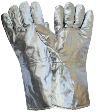 Eventerde Guanti da saldatore – Lamina di alluminio guanti di protezione termica per colata – Guanti da lavoro di sicurezza per fusione acciaio lavorazione vetro metallurgia cucina