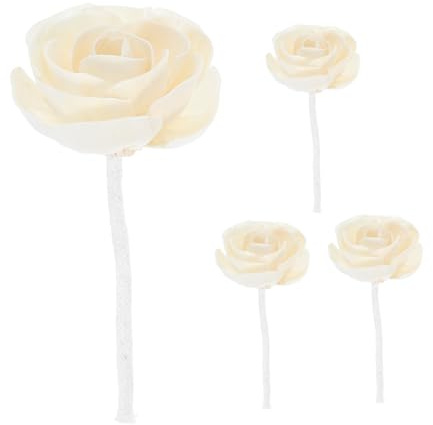 Fiore per Diffusore Aromaterapico 4 Pezzi in Cotone Bianco | Carta di Riso, Design Realistico e Aspetto Naturale, per Decorazione Casa e Meditazione, Diffusione Efficiente