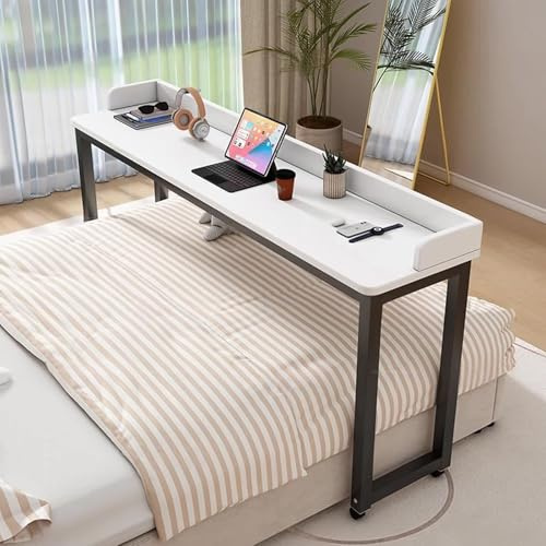 DSEWTEZXI Mobile pflegebett beistelltisch mit Rollen, laptoptisch Tisch mit Schallwand, Schlafzimmer betttisch auf Rollen, modern Arbeit Desk, für Zuhause und Krankenhaus.